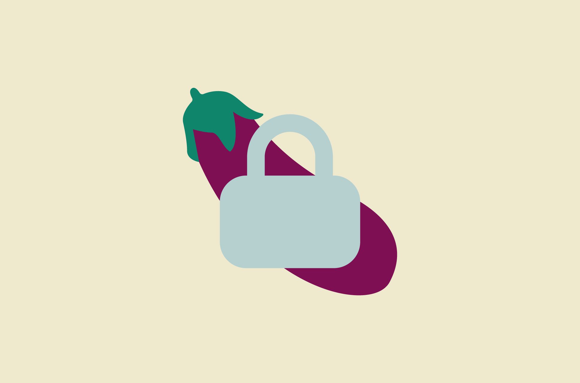 And eggplant with a lock covering it.