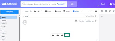 The Yahoo email interface with the 3 dots highlighted.