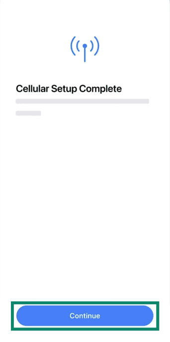 Cellular Setup Complete screen for settingn up eSIM on iPhone