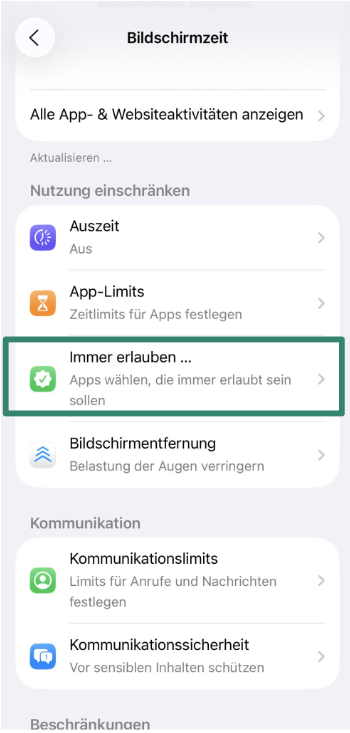 Always Allowed app list with plus and minus buttons.