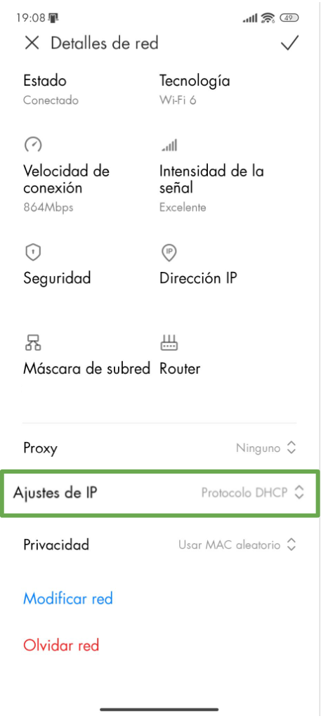 The Network Information Page On An Android Phone Showing The Ip Settings Button Es