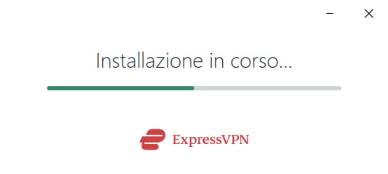 ExpressVPN installation in progress on Windows.