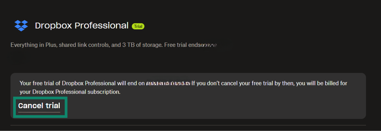 Cancelling your Dropbox subscription.