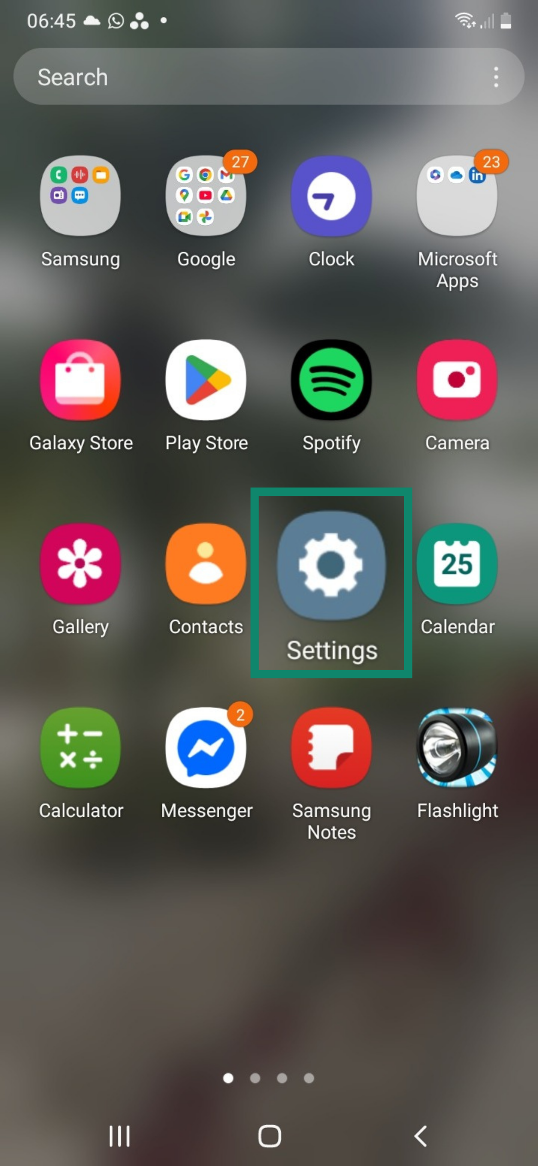 Android older model settings screen.