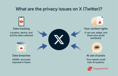 Main privacy concerns while using X (Twitter).