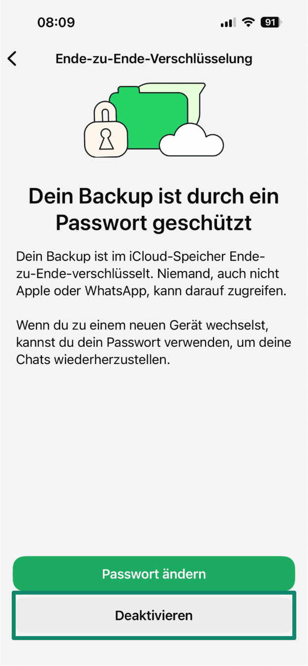 Encrypted backup screen on iPhone with Turn off option highlighted