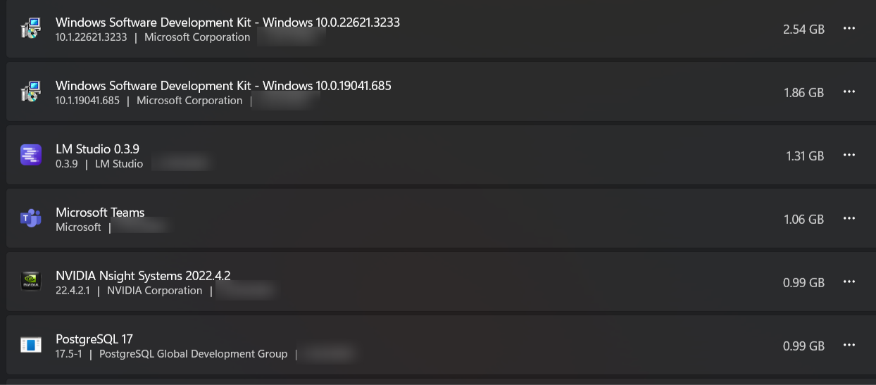 Uninstalling old unused applications from Windows.