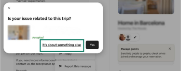 Airbnb Messages screen showing how to report a message.