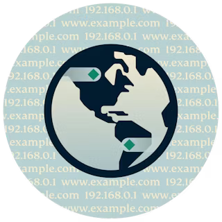 Globe showing America with DNS and website URLs in the background.