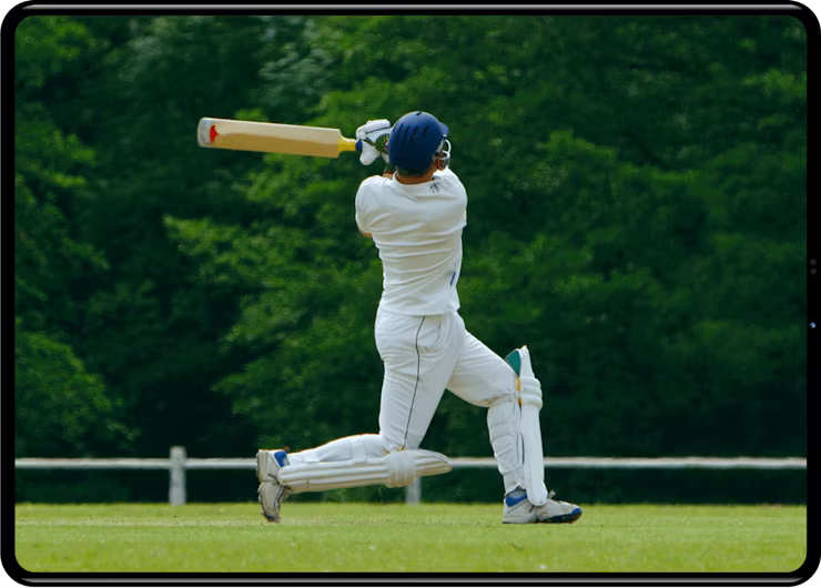 Transmisión del ckicket por Hotstar en una tablet.