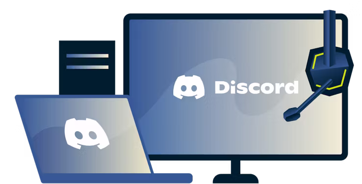 Ein Desktop und ein Laptop mit dem Discord-Logo.