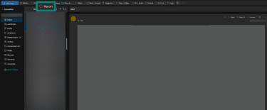 Outlook inbox, showing the "Report" button.