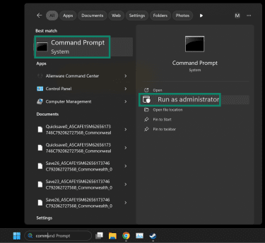 How to run the command prompt on Windows as the administrator.
